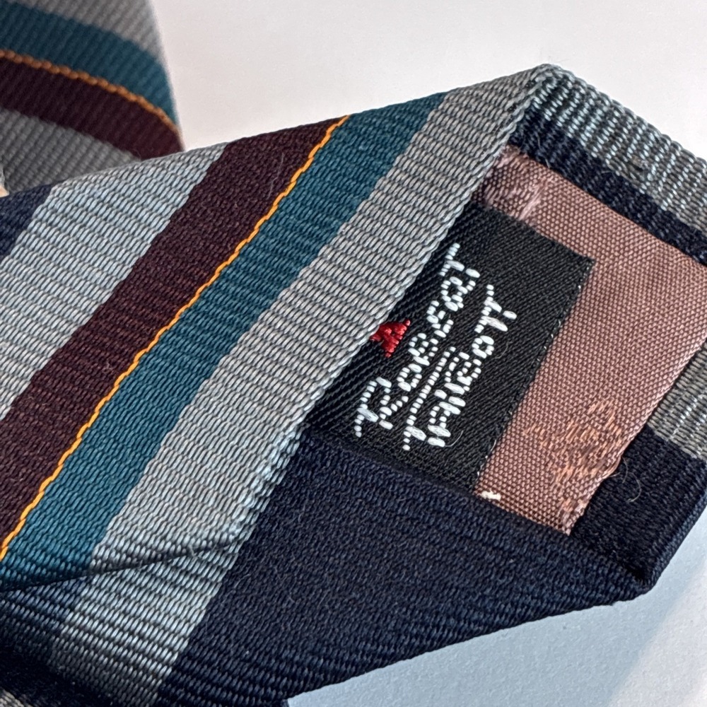 REPP Robert Talbott for Homer Reed Silk Stripe Blue Tie USA Hand Sewn 3.5x57 GUC - Picture 6 of 11
